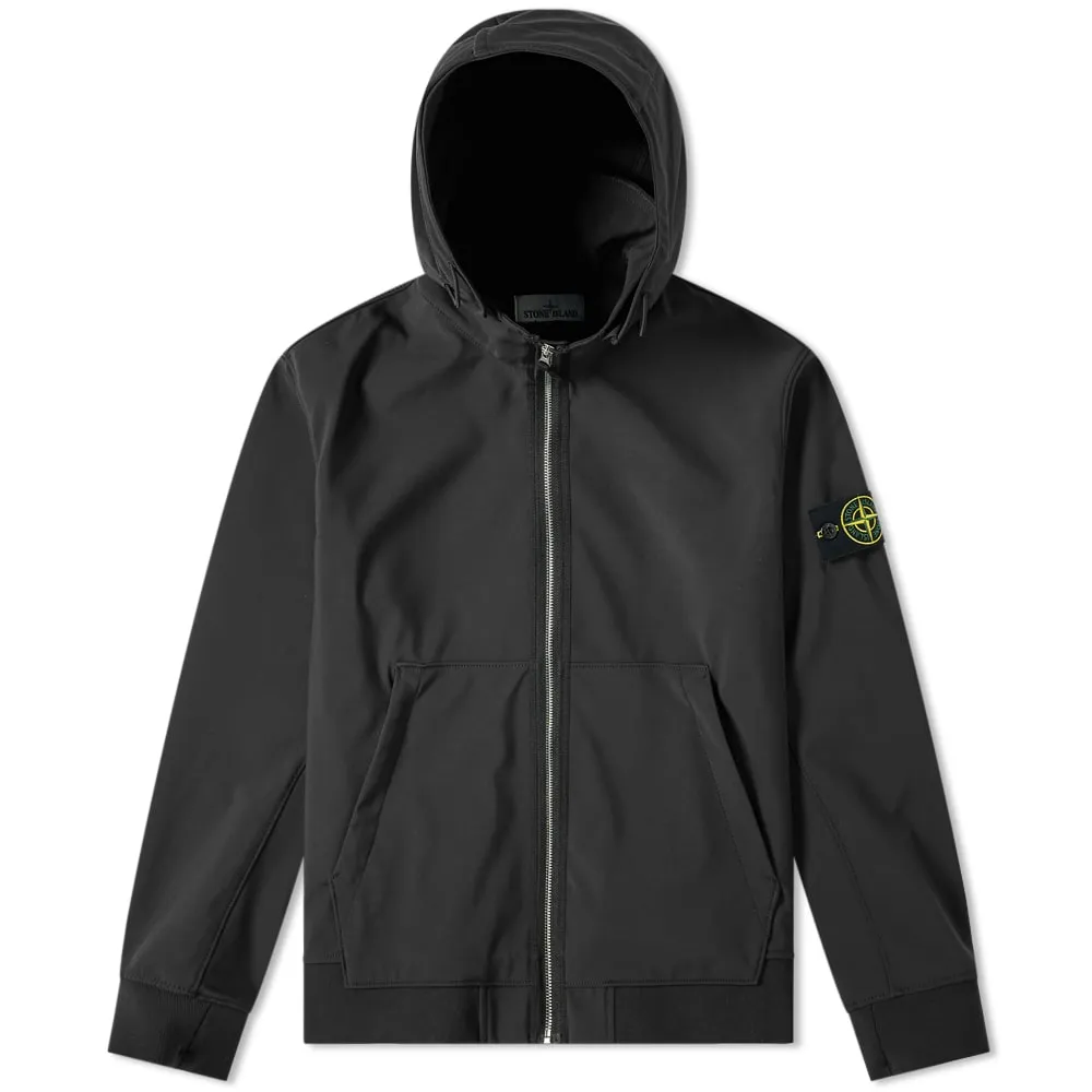 Stone Island Soft Shell Black Jacket with Fixed Hood