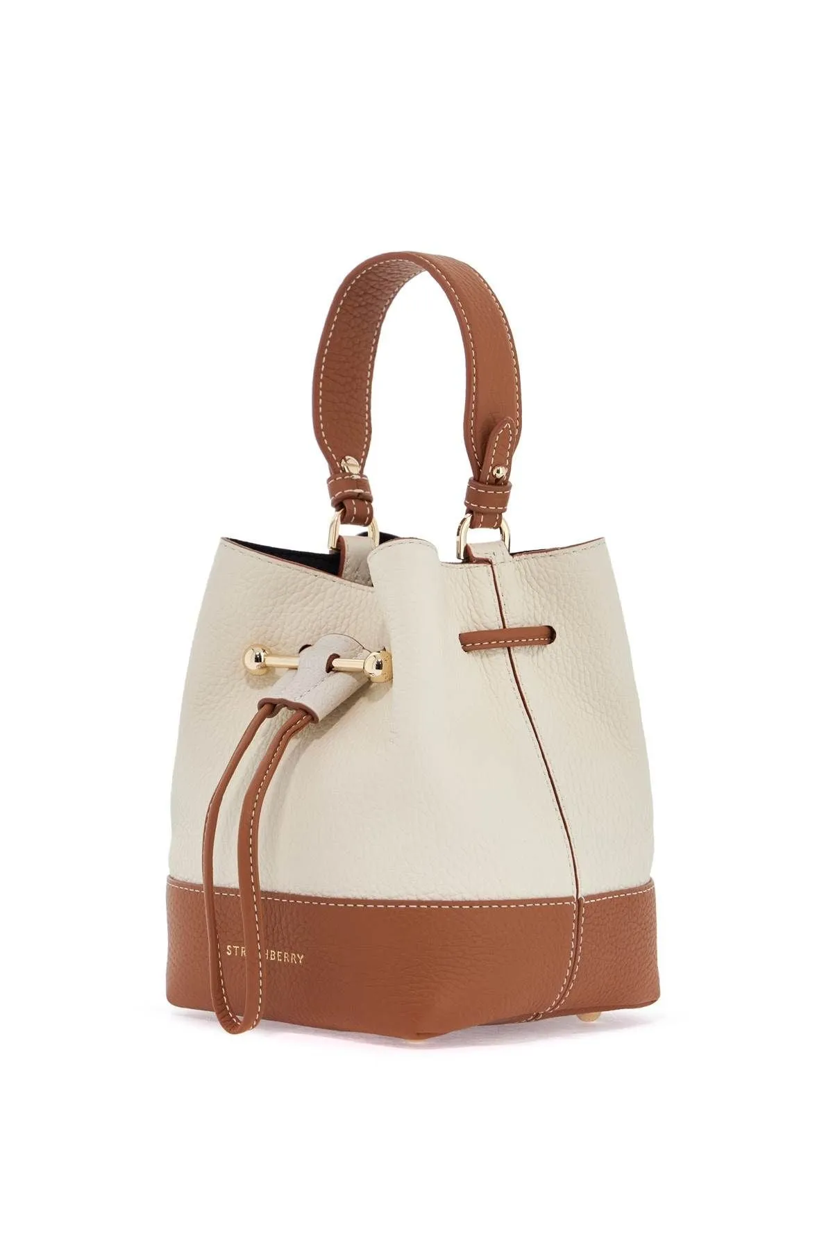 Strathberry Beige Calfskin Bag With Short Handle And Shoulder Strap