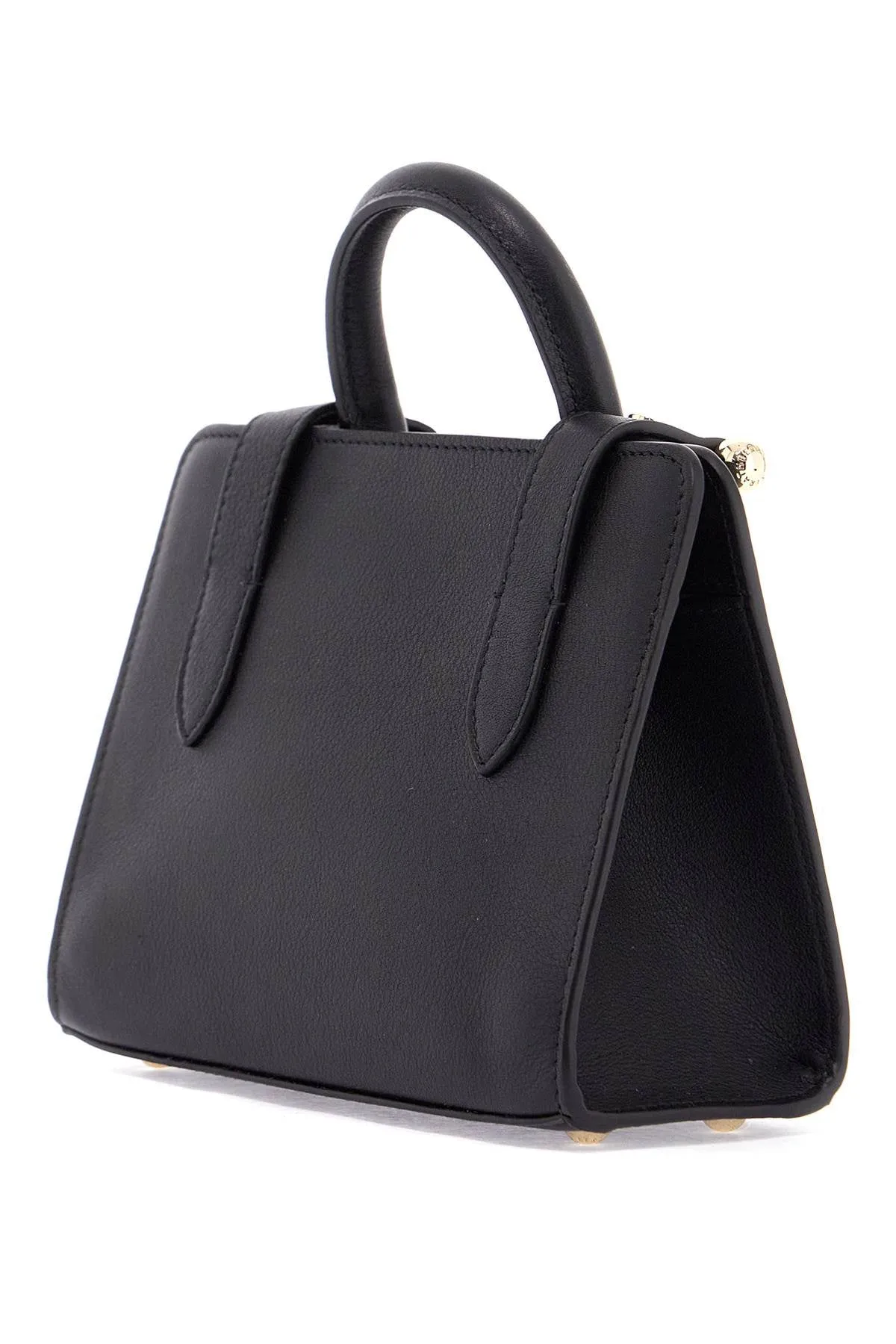 Strathberry Mini Tote In Black Calfskin With Removable Shoulder Strap