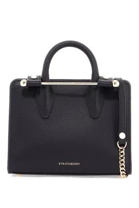 Strathberry Mini Tote In Black Calfskin With Removable Shoulder Strap