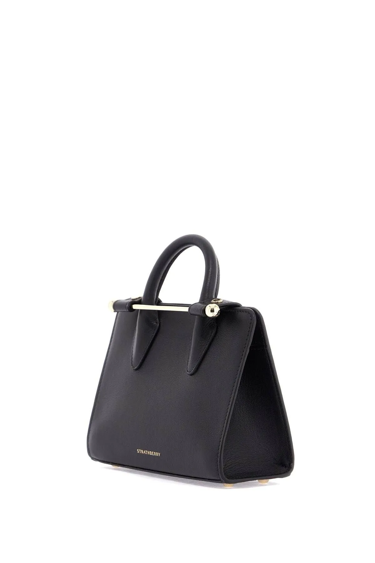 Strathberry Mini Tote In Black Calfskin With Removable Shoulder Strap