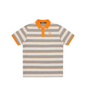 Vibrant Orange Striped Polo Shirt