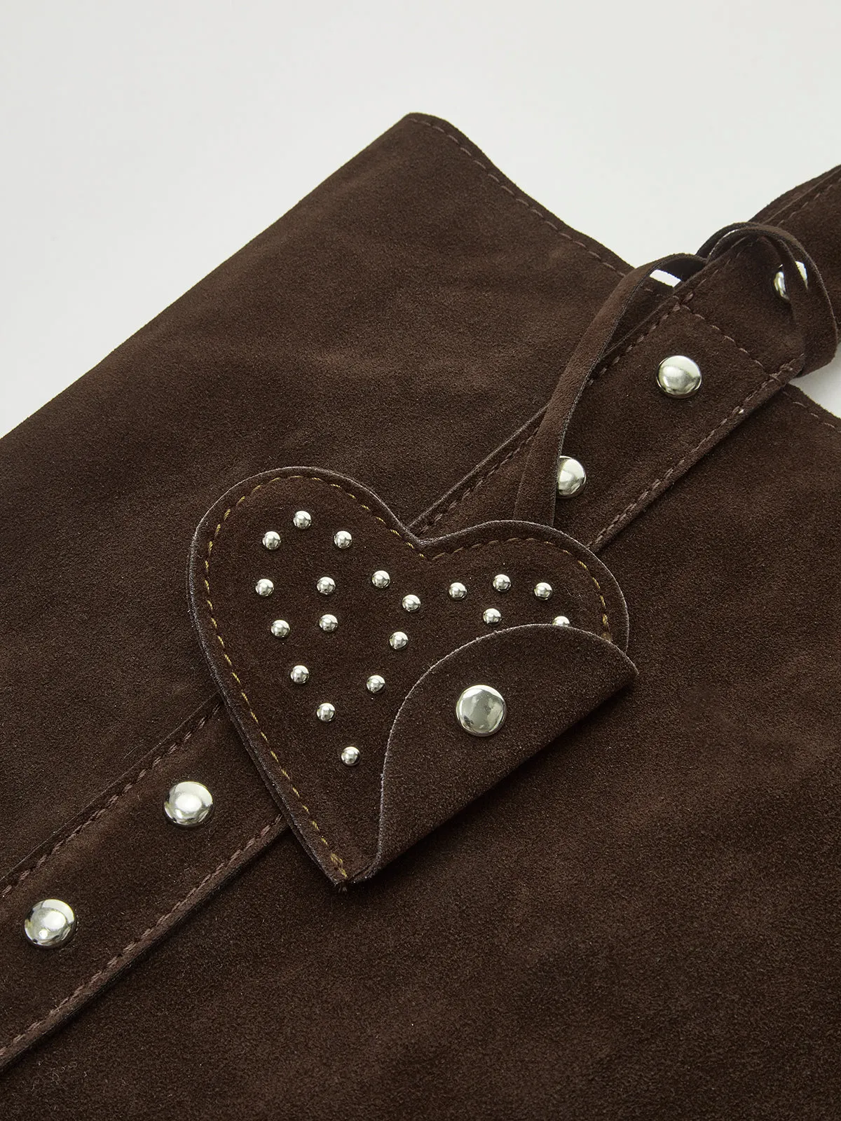 Studded Clasp Button Shoulder Bag