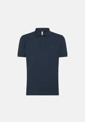 Sun68 Men's Navy Polo Shirt with Under Collar Print