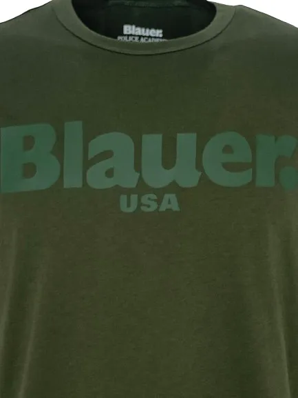 Green Military Men's T-Shirt with Logo