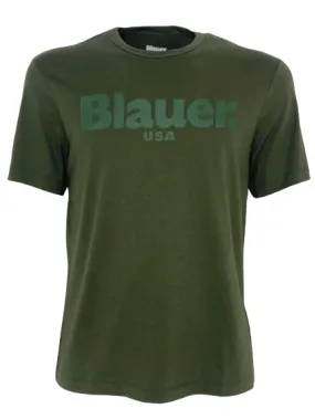 Green Military Men's T-Shirt with Logo