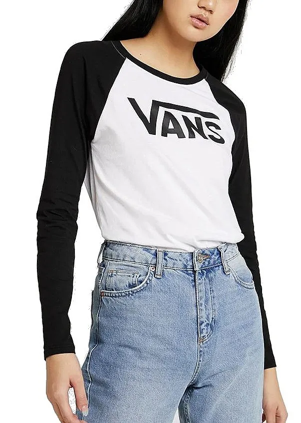 T-Shirt Vans Flying V Raglan LS - White/Black - women´s