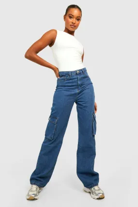 Tall High Waisted Straight Fit Cargo Jeans