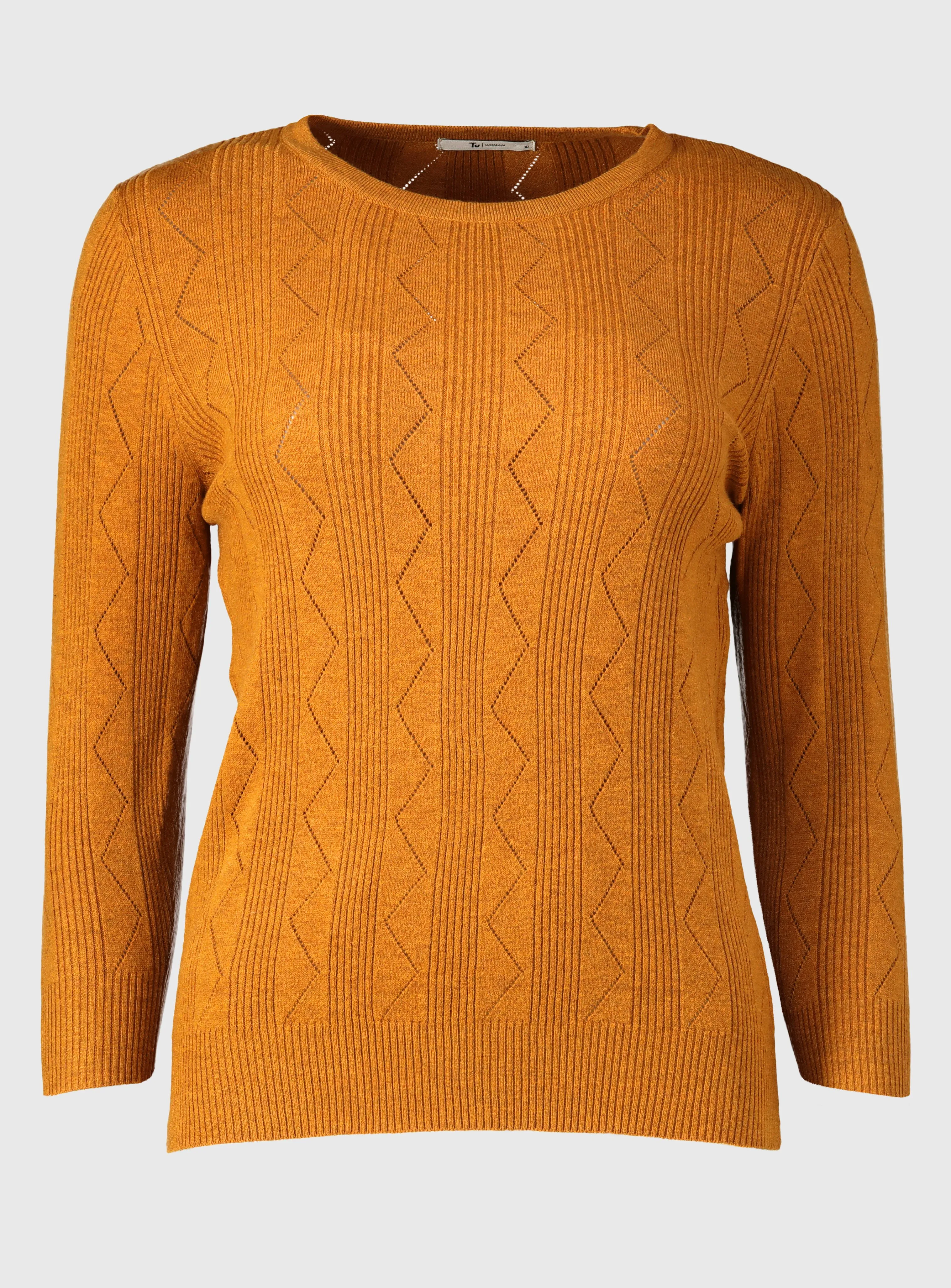 Tan Pointelle Fine Knit Jumper for Women - Size 24 | Shop Now at Tu Clothing