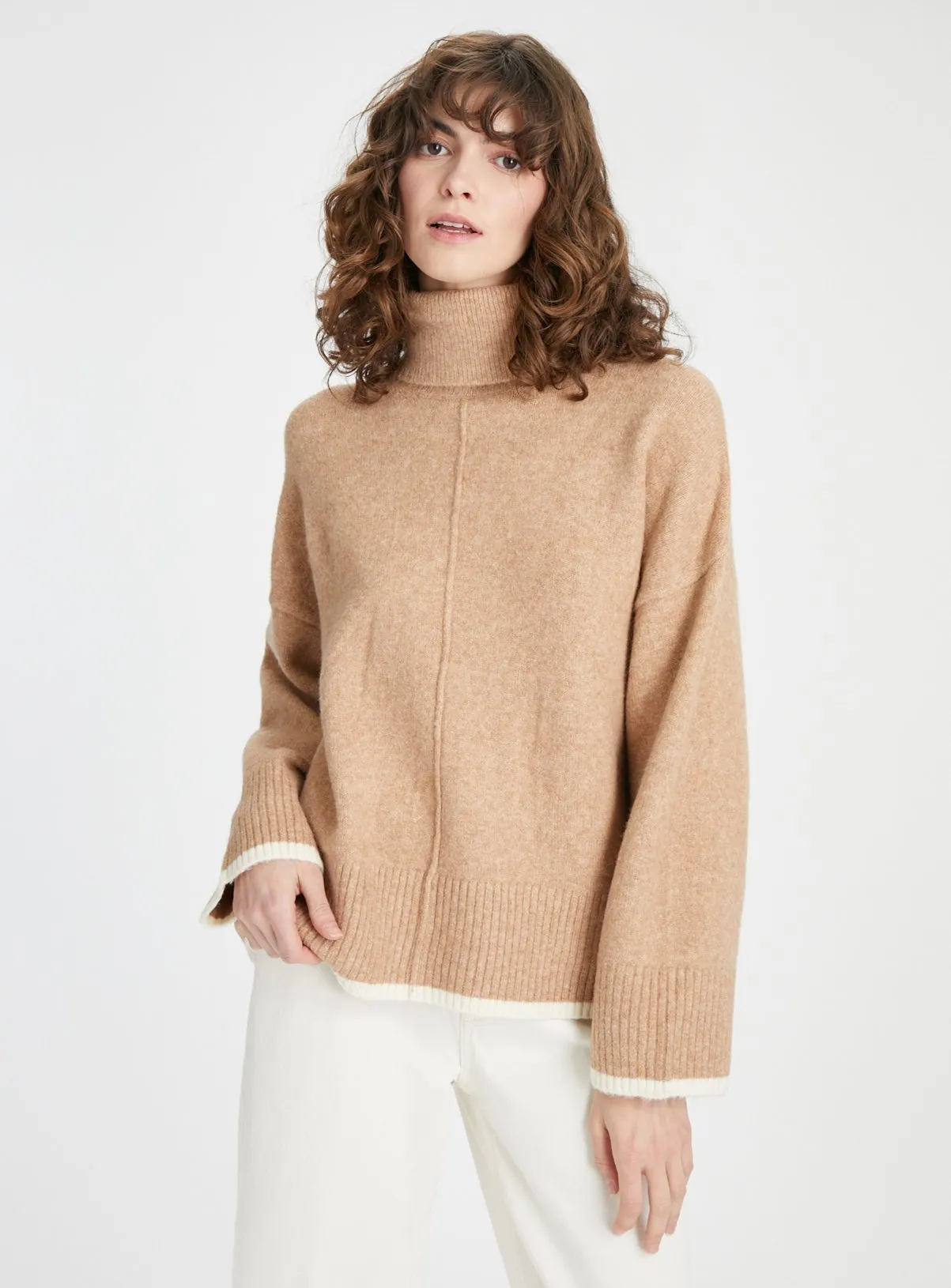 Tan Roll Neck Contrast Tip Jumper Size 14 - Shop Jumpers at Tu - Buy Now