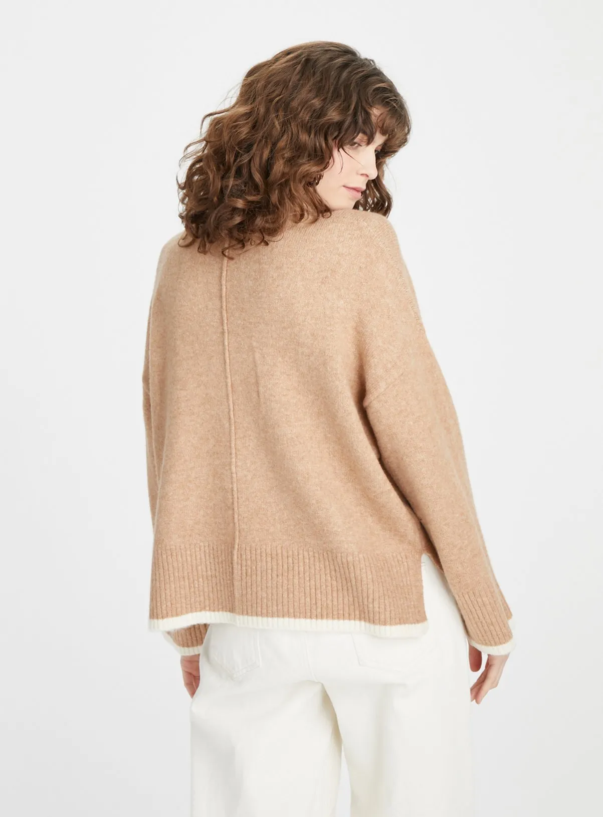 Tan Roll Neck Contrast Tip Jumper Size 14 - Shop Jumpers at Tu - Buy Now