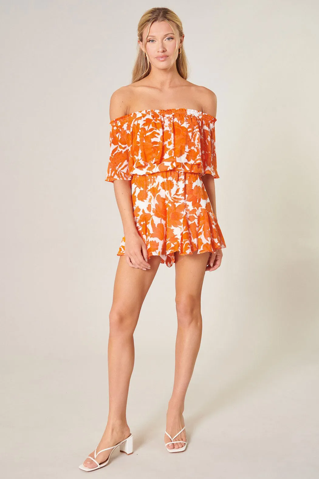 Tangelo Off the Shoulder Besame Romper