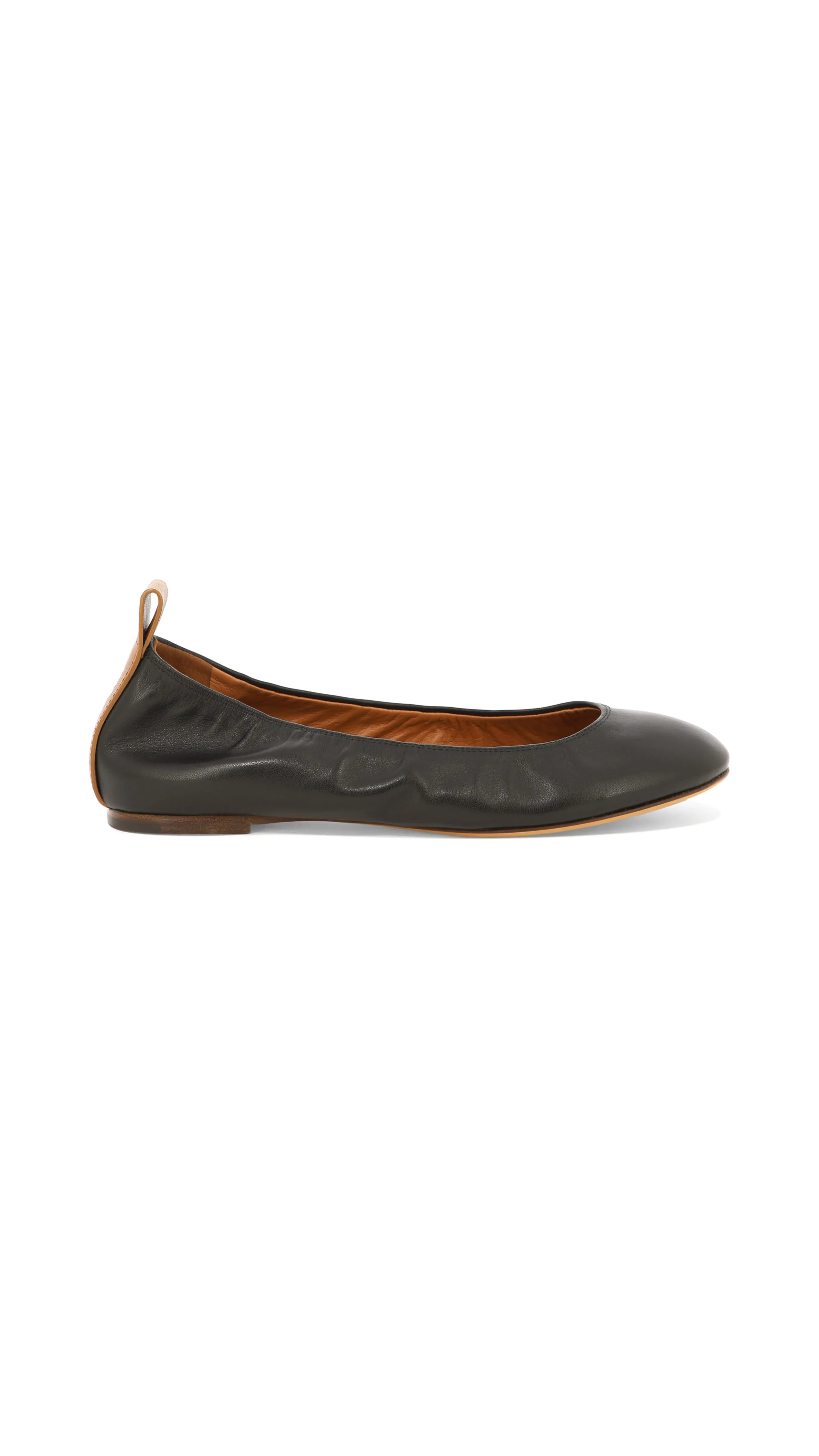 Black Leather Ballerina Flat