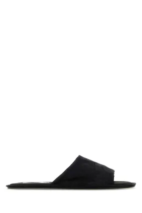 The Row Black Satin Frances Slippers