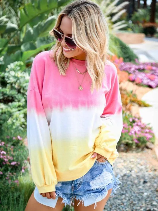 Gradient Tie Dye Print Women's Sweatshirt