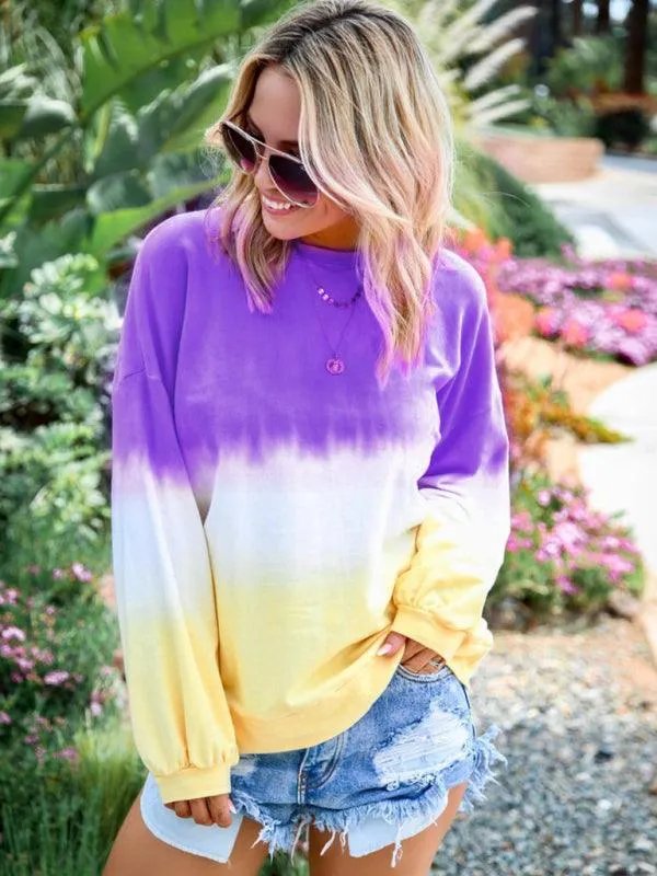 Gradient Tie Dye Print Women's Sweatshirt