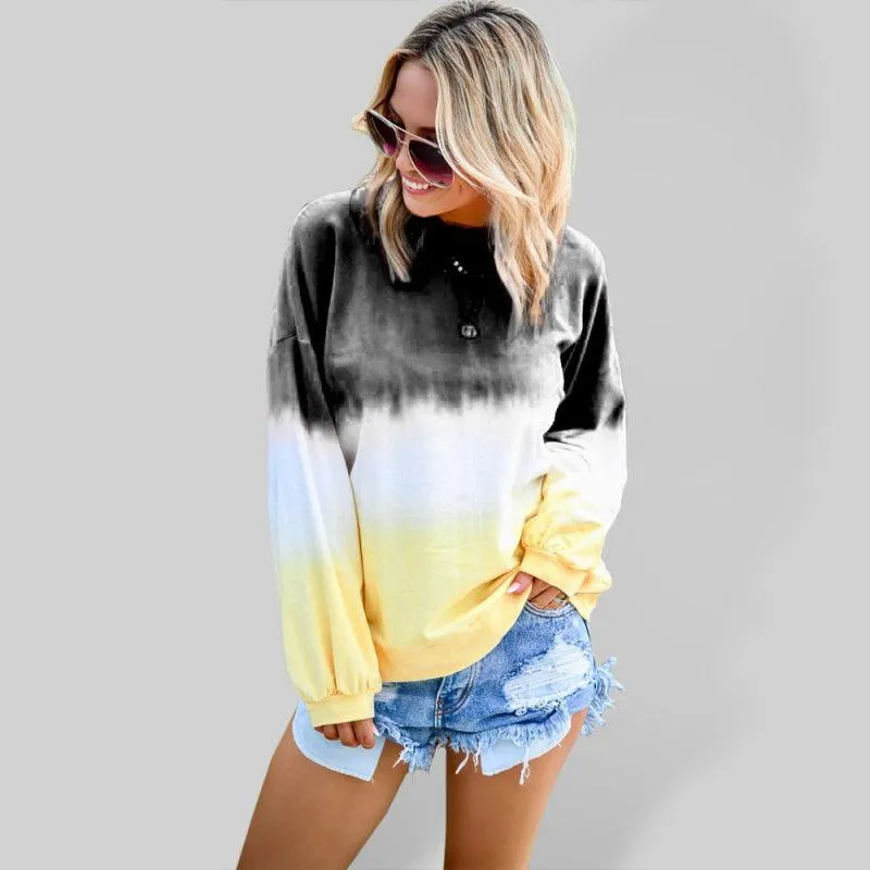 Gradient Tie Dye Print Women's Sweatshirt