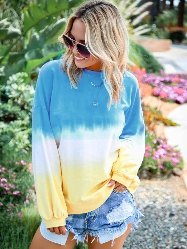 Gradient Tie Dye Print Women's Sweatshirt