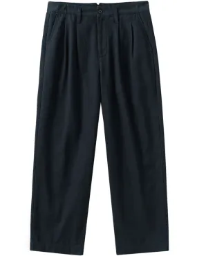 Toast Bill Cotton Wide Leg Trousers Dark Navy