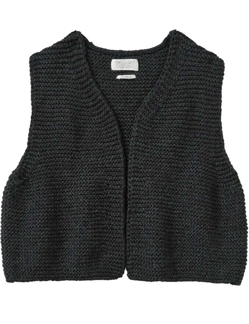 Toast Textured Knit Gilet Charcoal