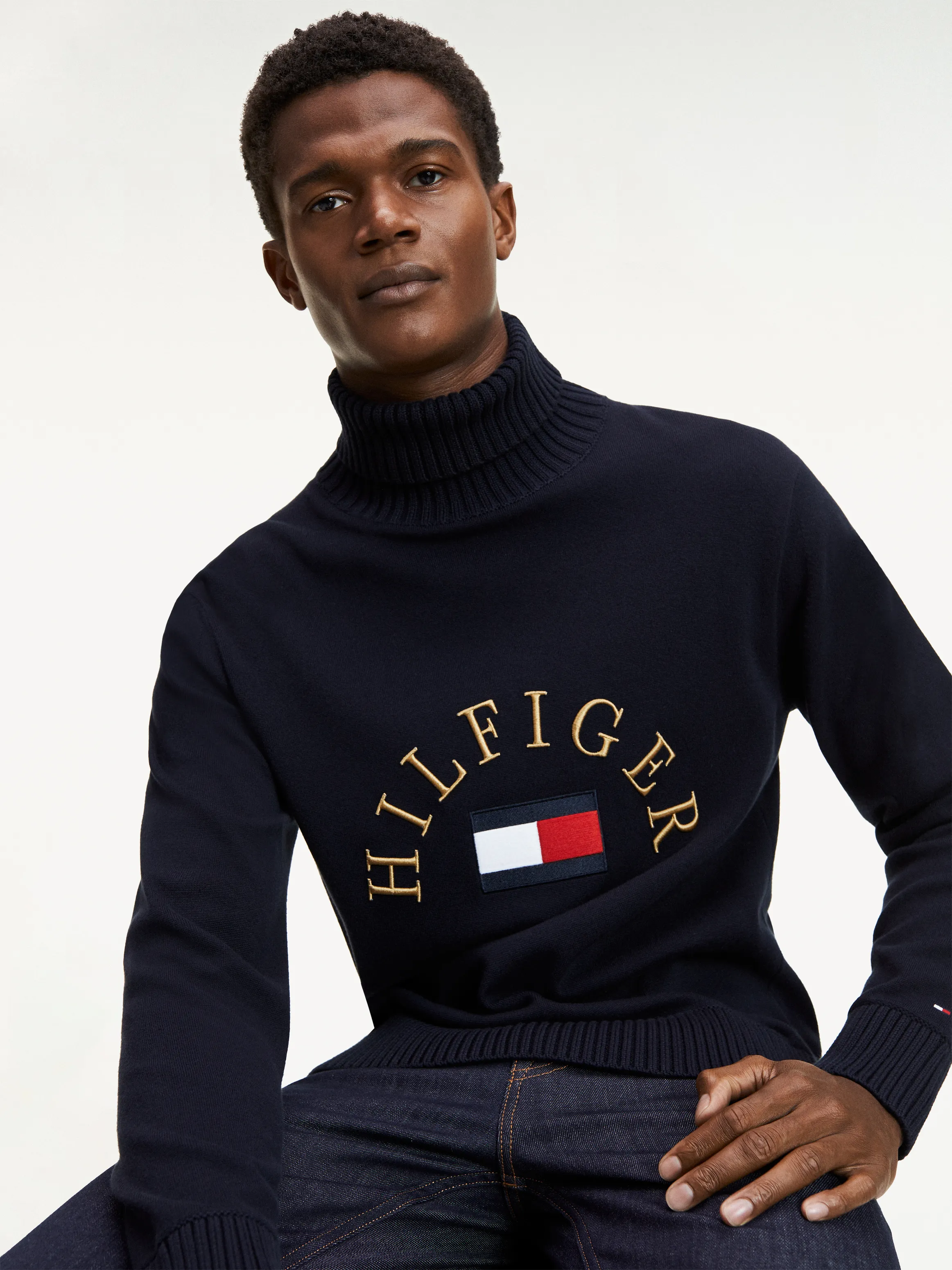 Tommy Hilfiger Flag Roll Neck Jumper - Jumpers Collection