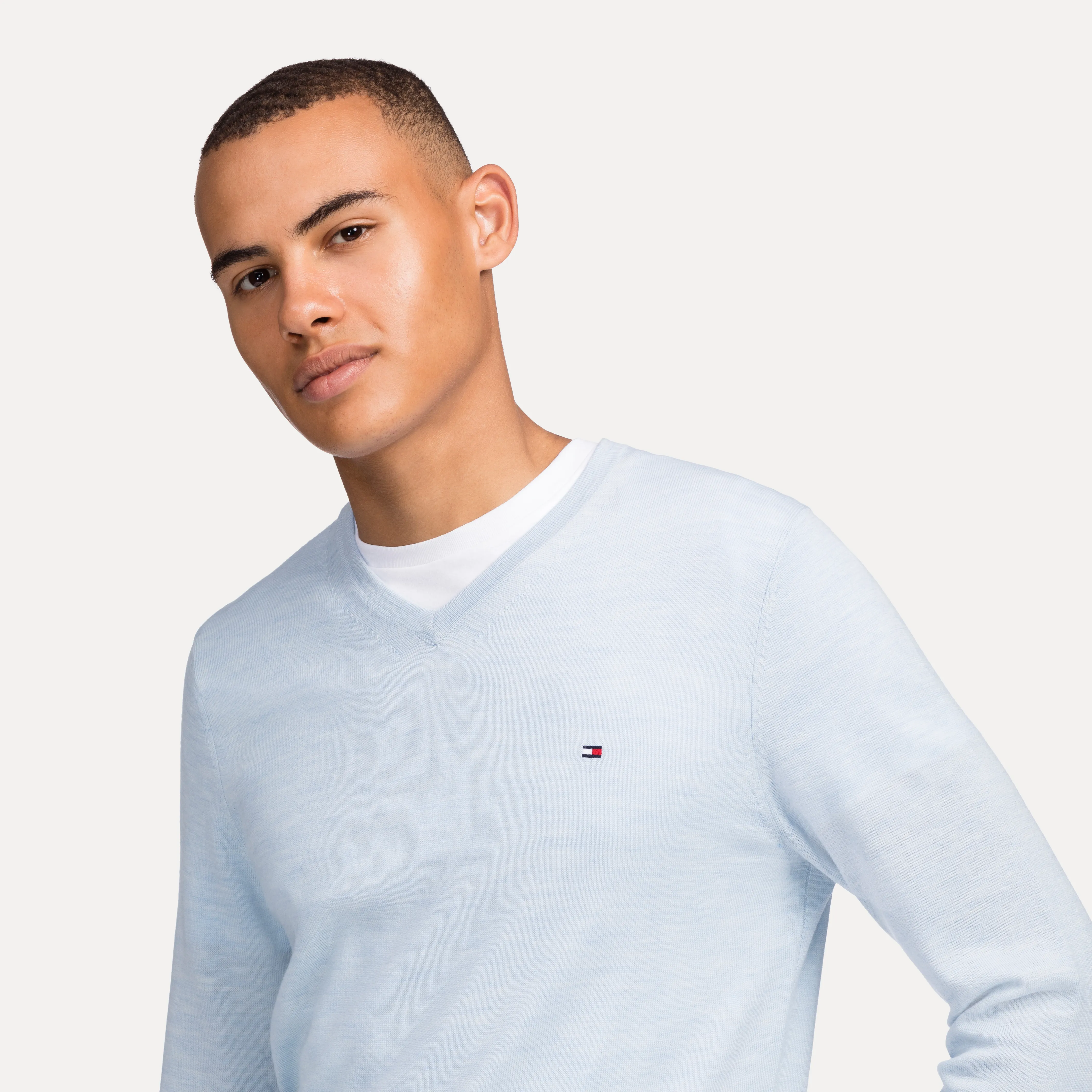 Tommy Hilfiger Premium Wool V Neck Sweater for Men, Women, and Kids