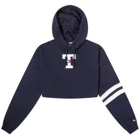 Tommy Jeans Cropped Letterman Flag Hoodie Desert Sky.