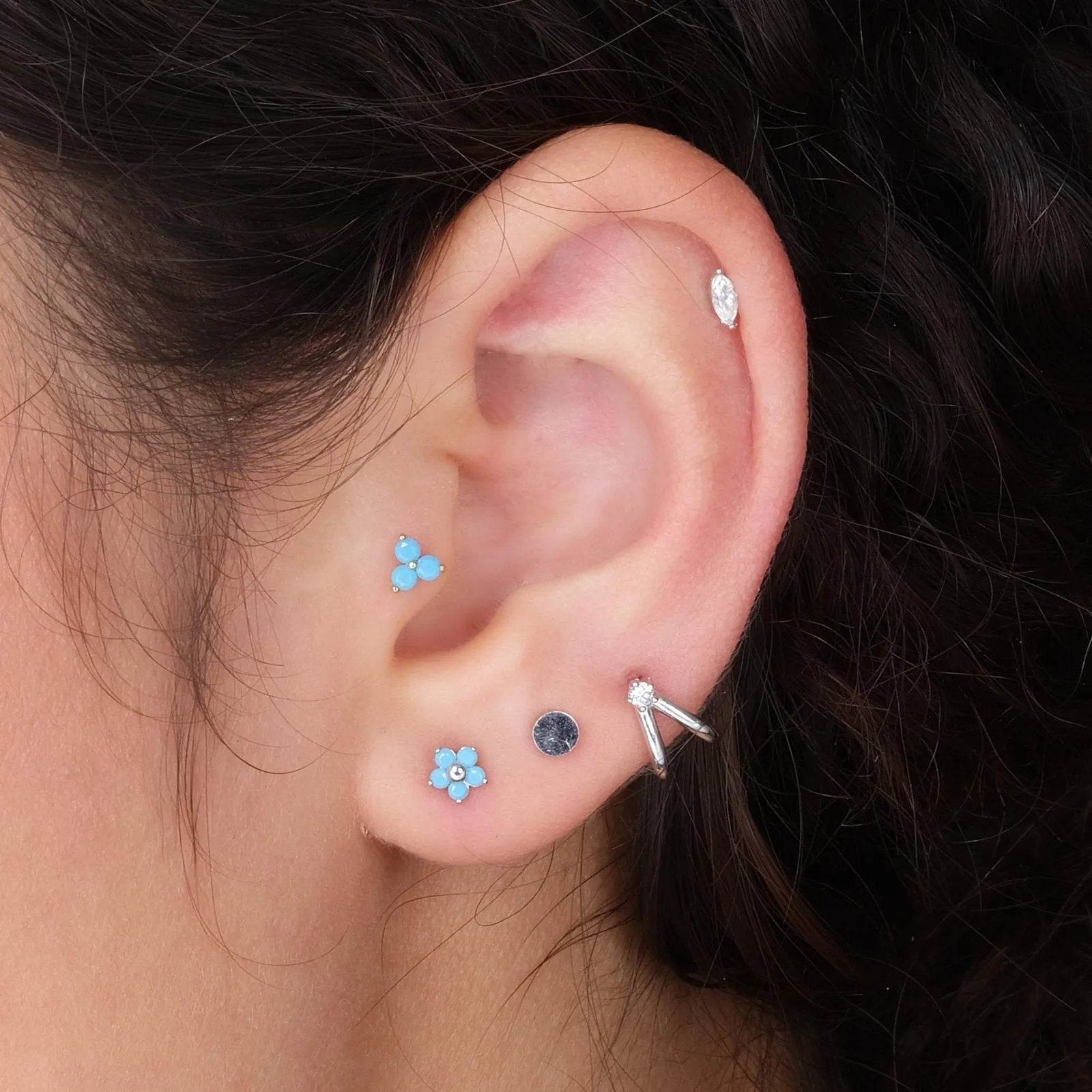 Turquoise Flower Stud