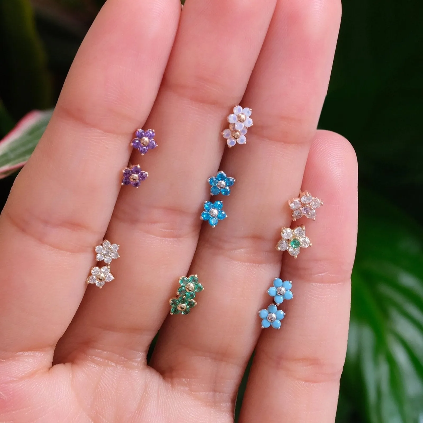 Turquoise Flower Stud