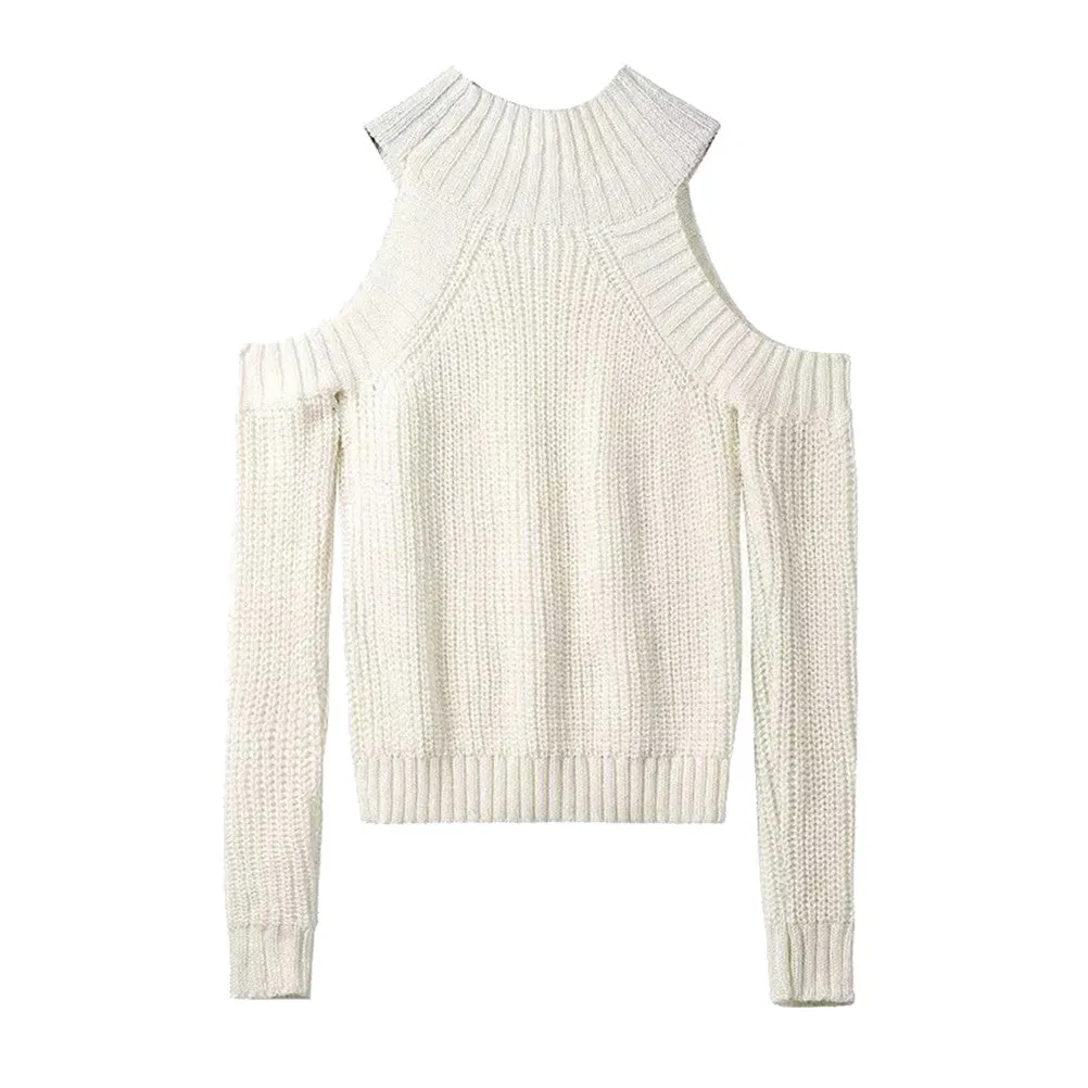 Turtleneck Off Shoulder Knitted Sweater Tricot Pullover Femal Oversized Capes SM6