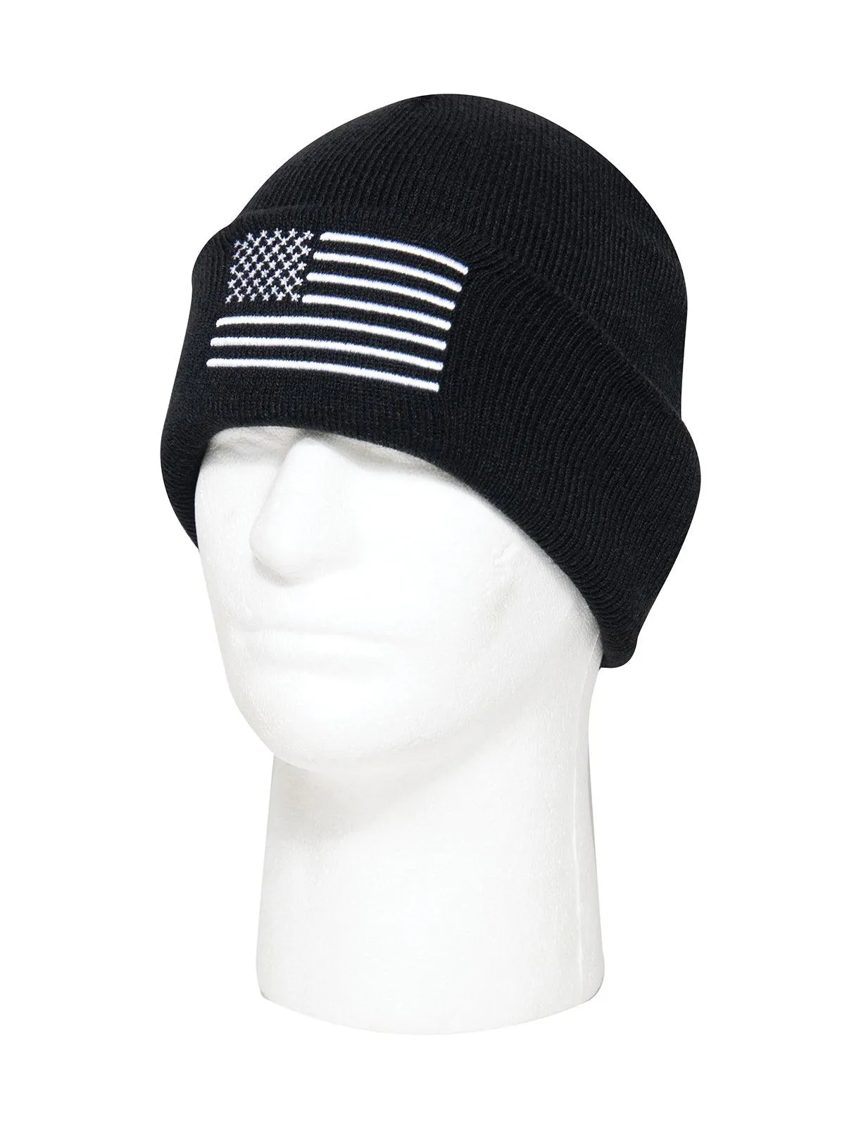 US Flag Embroidered Fine Knit Watch Cap