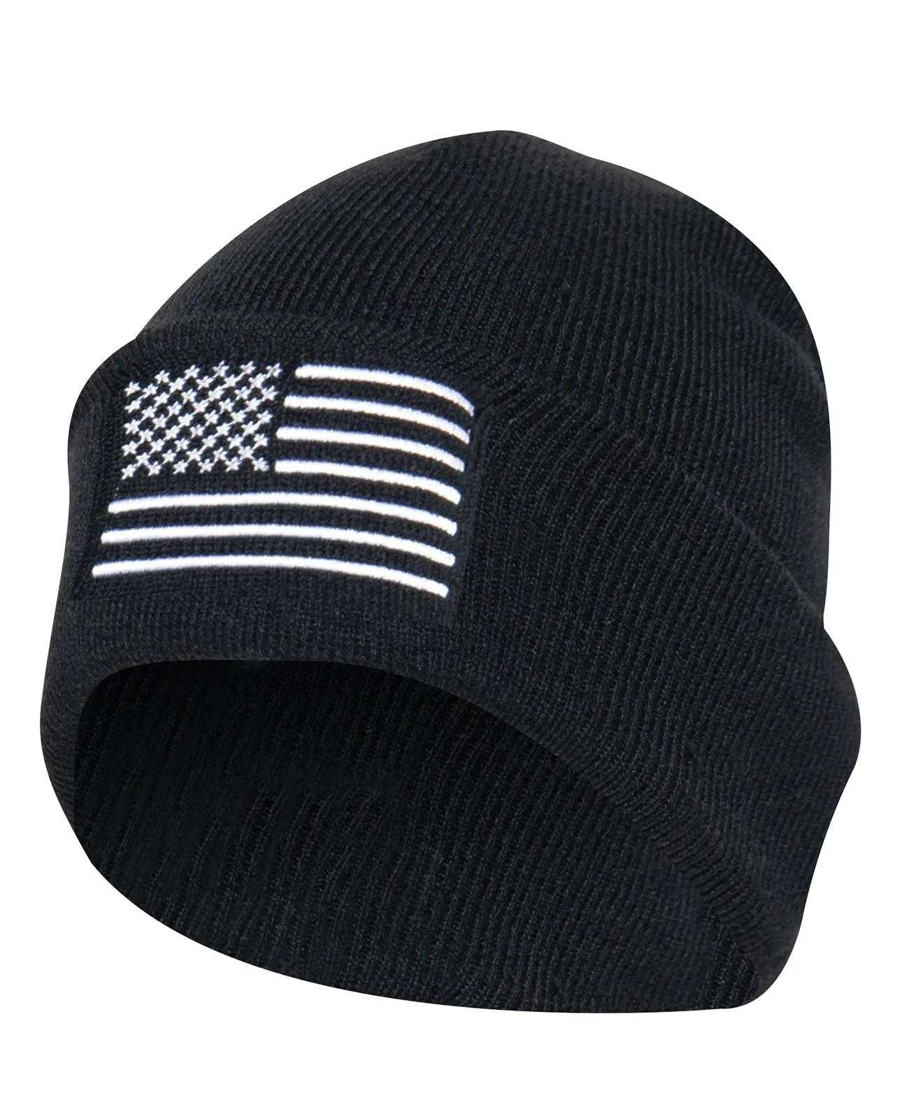 US Flag Embroidered Fine Knit Watch Cap