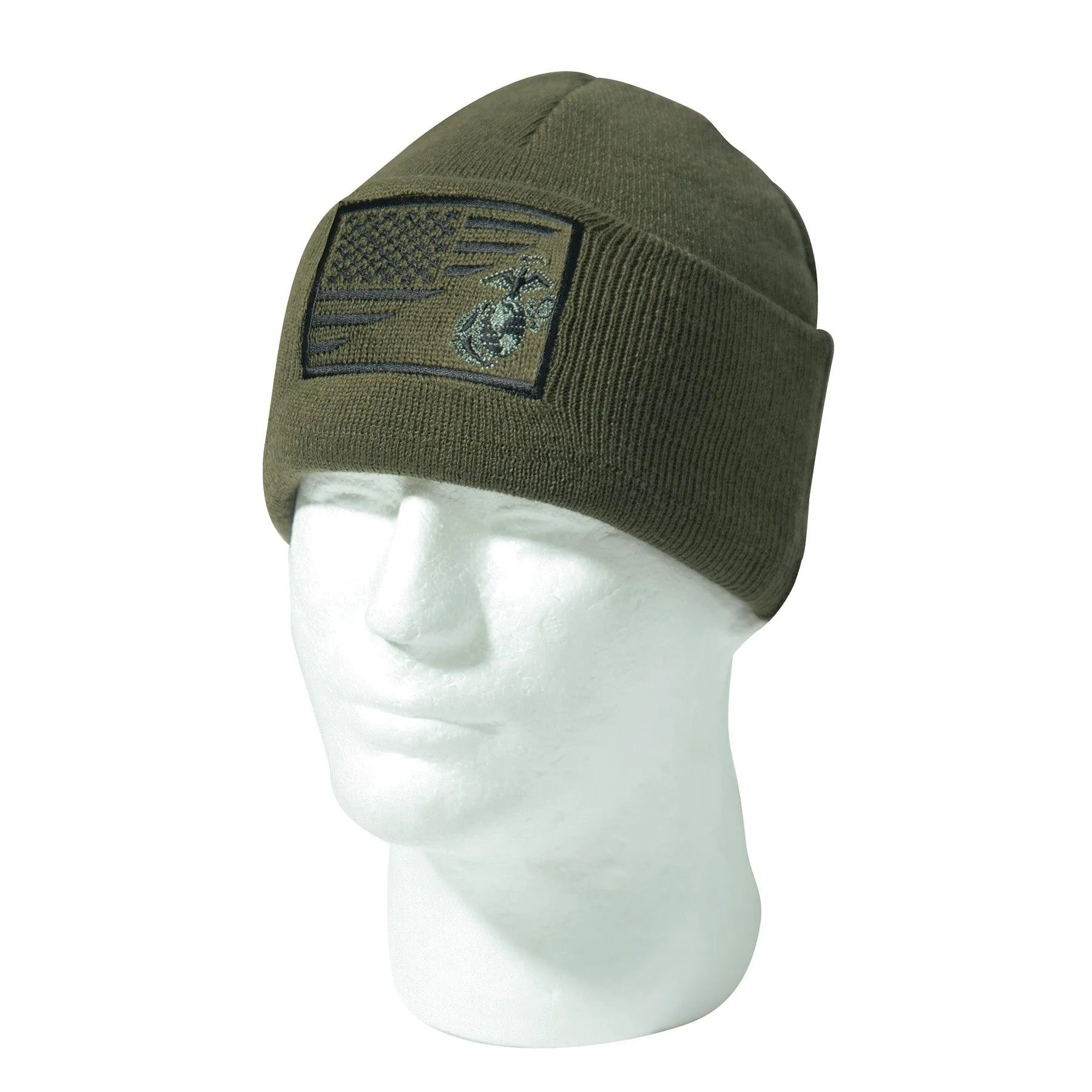 USMC Eagle, Globe and Anchor / US Flag Deluxe Fine Knit Watch Cap