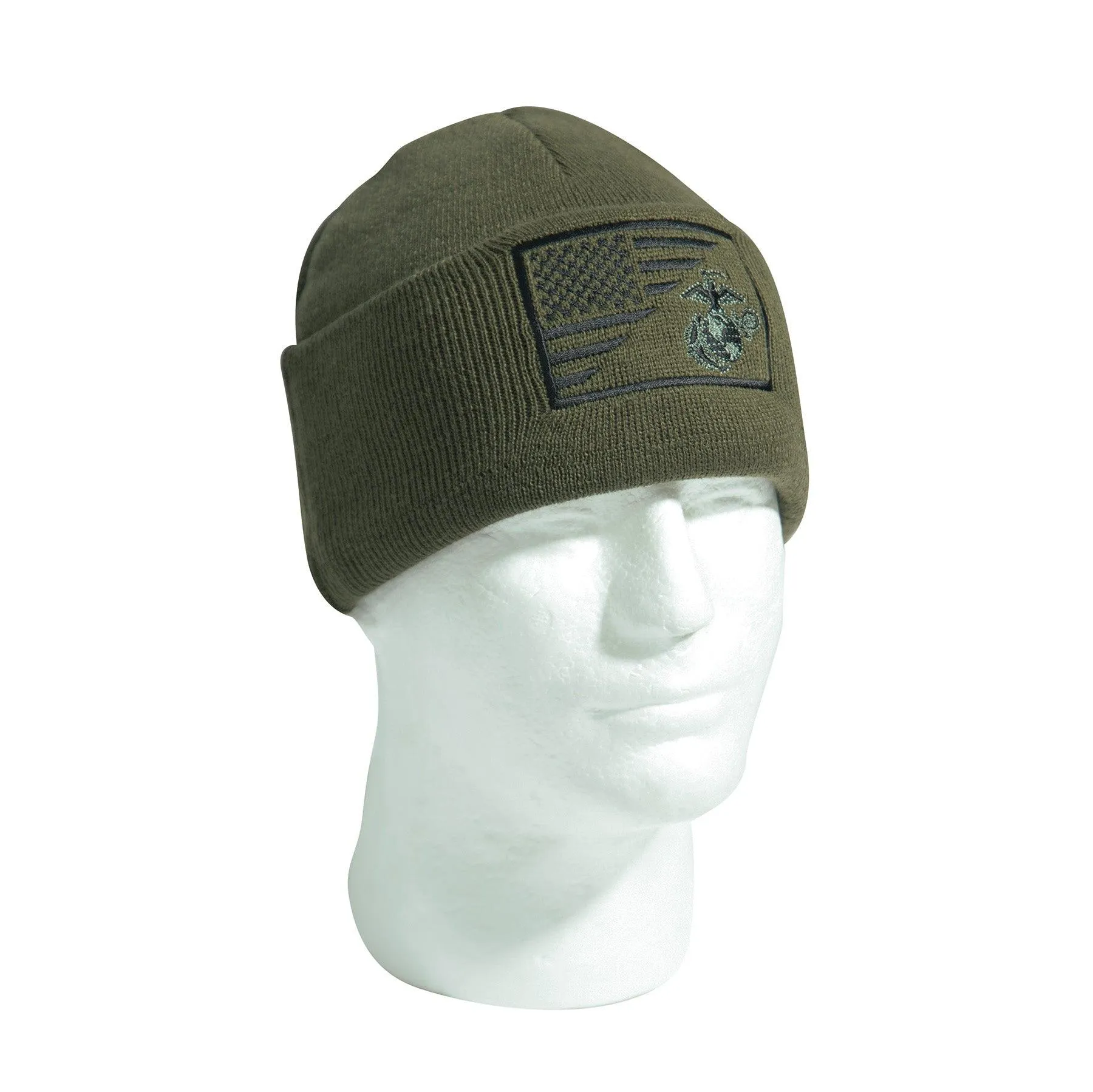 USMC Eagle, Globe and Anchor / US Flag Deluxe Fine Knit Watch Cap