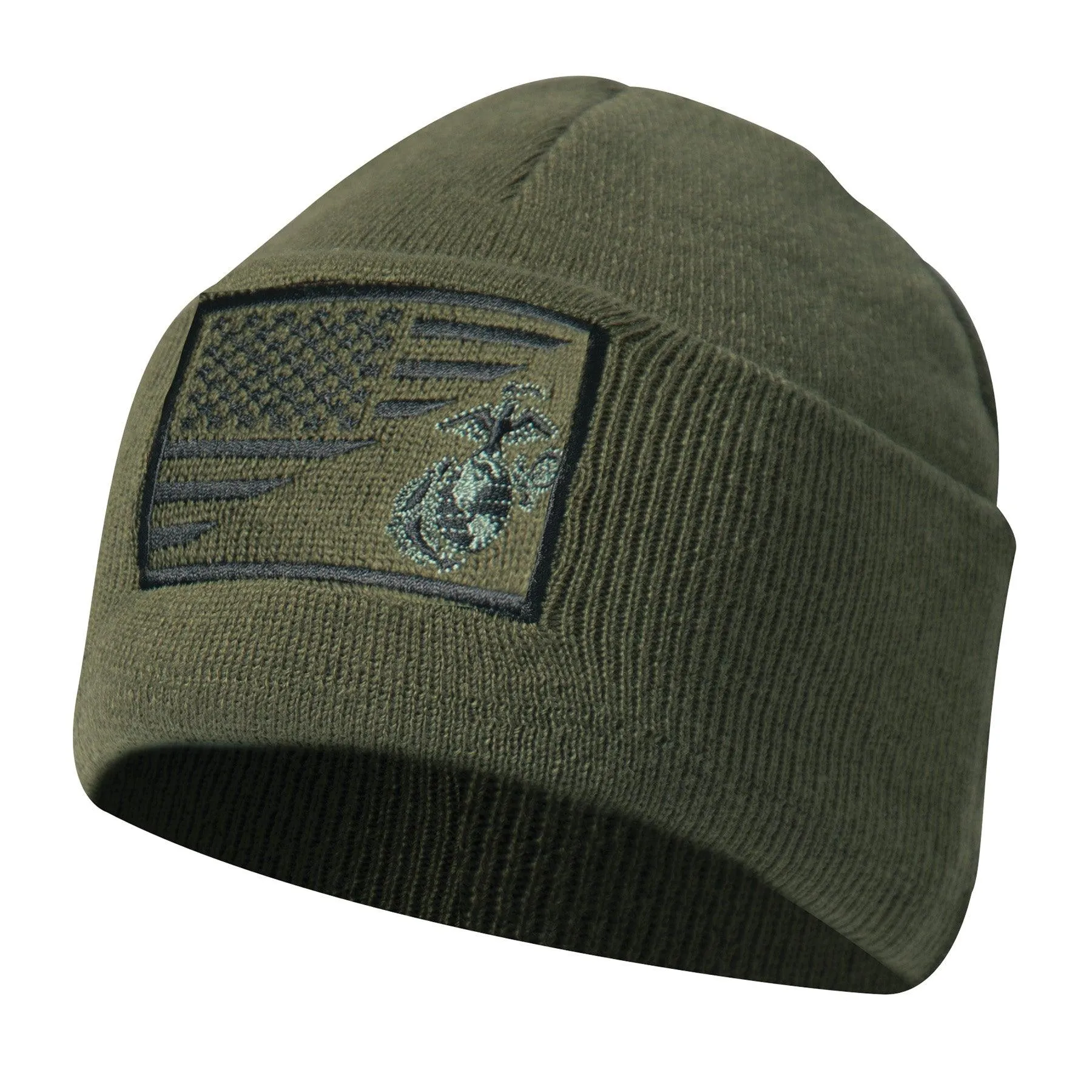 USMC Eagle, Globe and Anchor / US Flag Deluxe Fine Knit Watch Cap