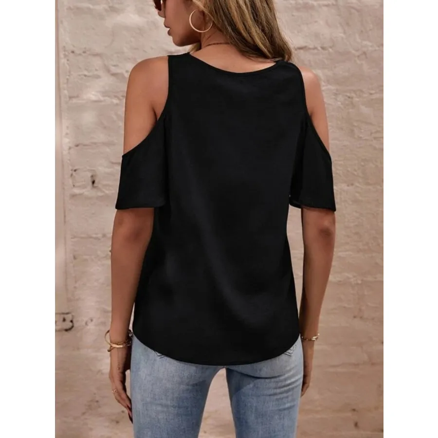 V-Neck Cold Shoulder Blouse