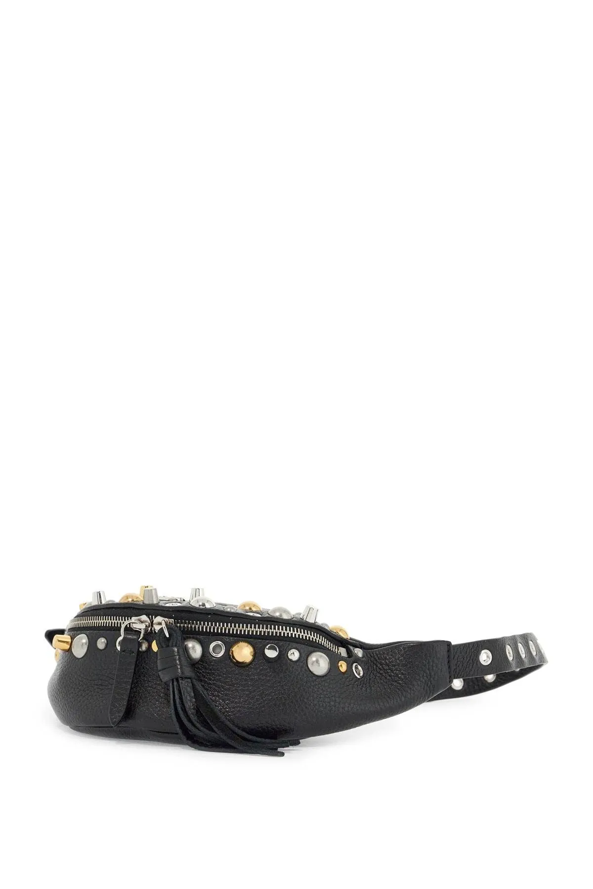 Valentino Garavani Black Leather Belt Bag With Studs And Shoulder Strap