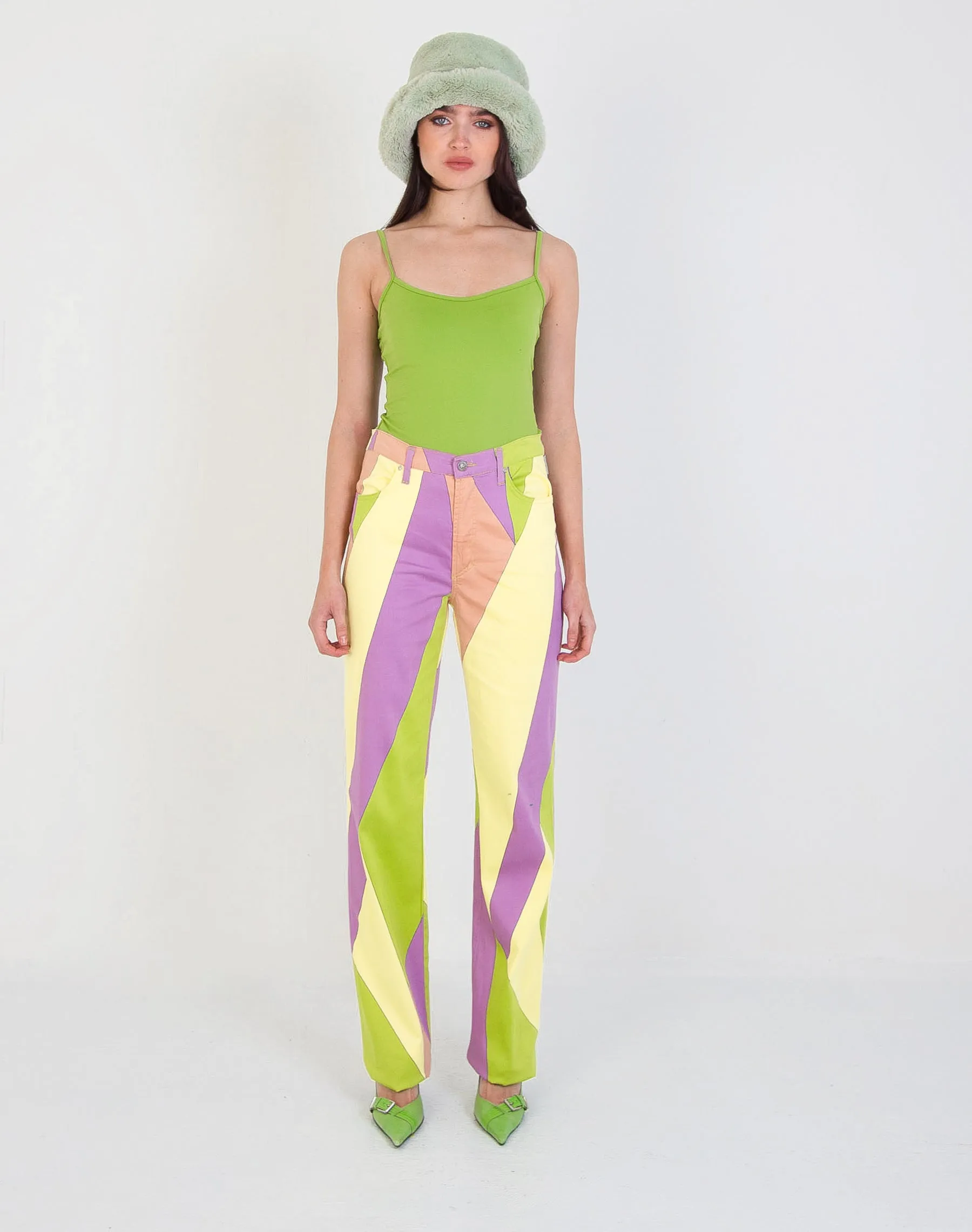 VERSACE GEOMETRIC HIGH WAIST TROUSERS (W30 L33)