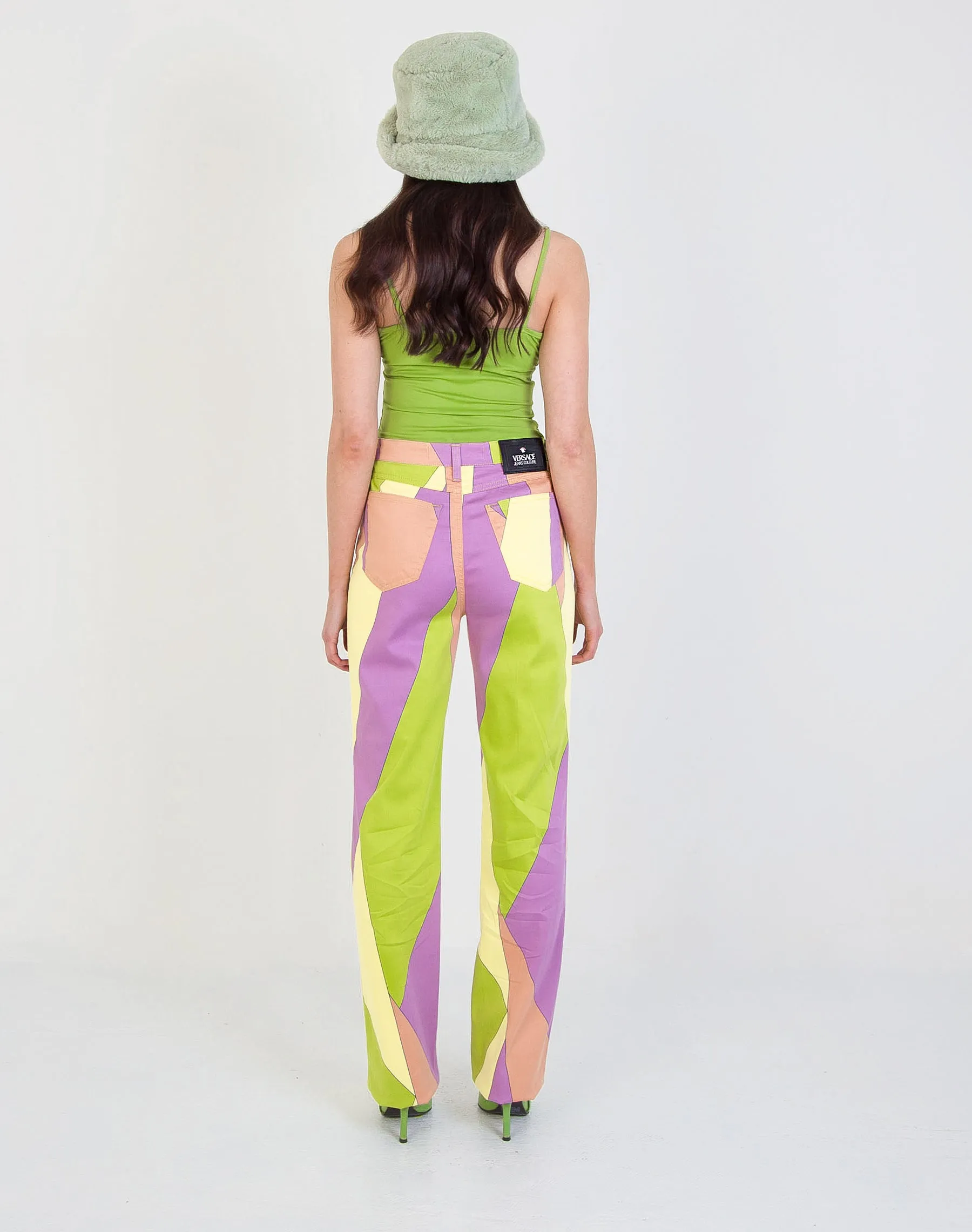 VERSACE GEOMETRIC HIGH WAIST TROUSERS (W30 L33)