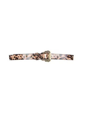 belt with baroque-inspired print and buckle```