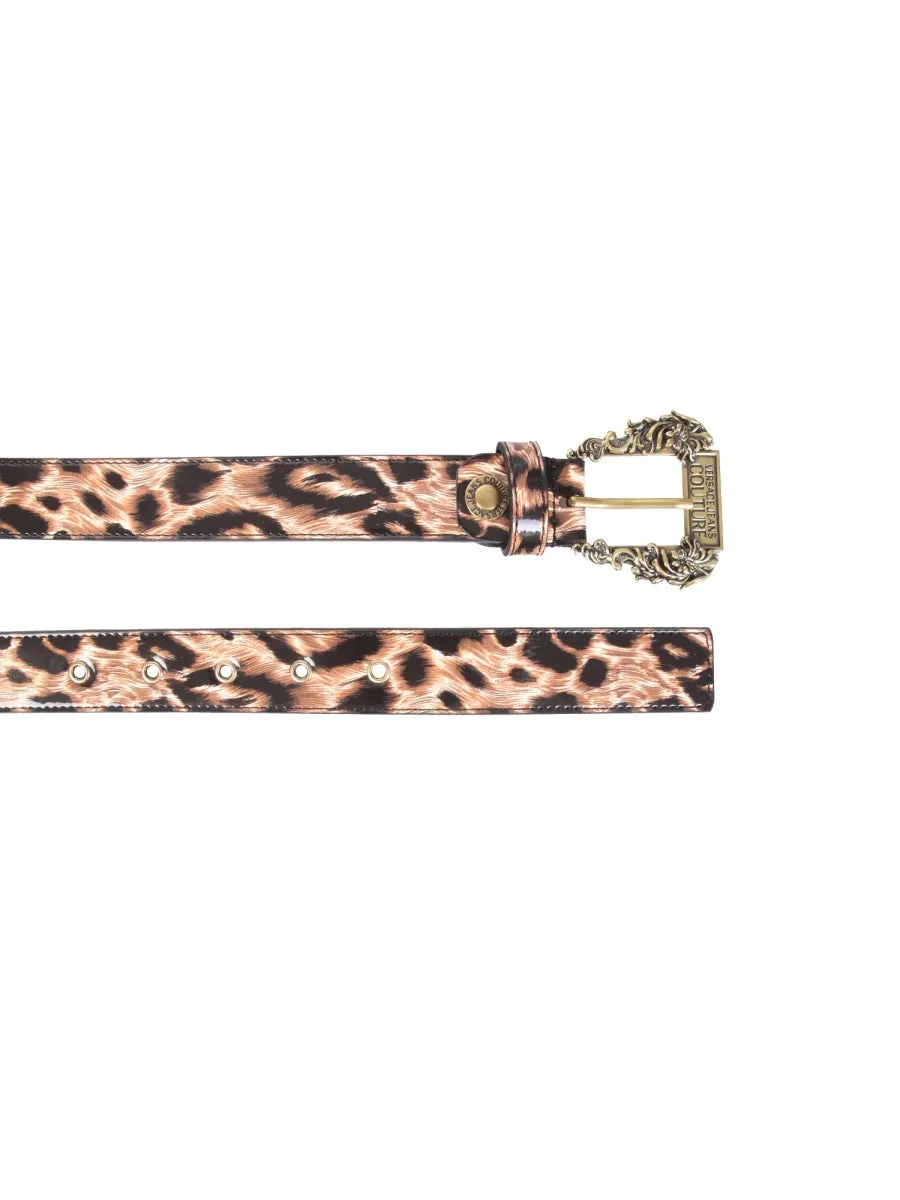 belt with baroque-inspired print and buckle```