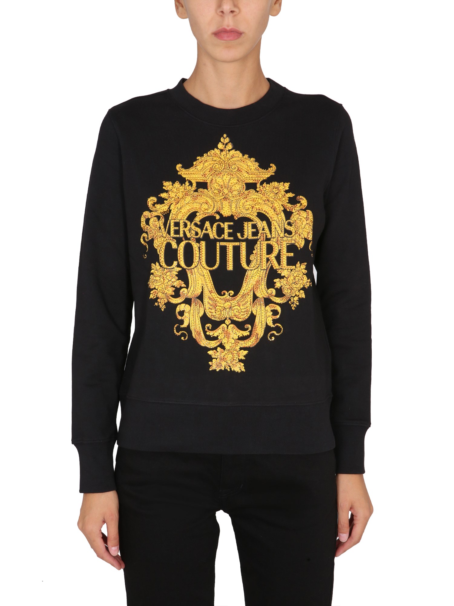 Versace Jeans Couture Cotton Sweatshirt Baroque Print