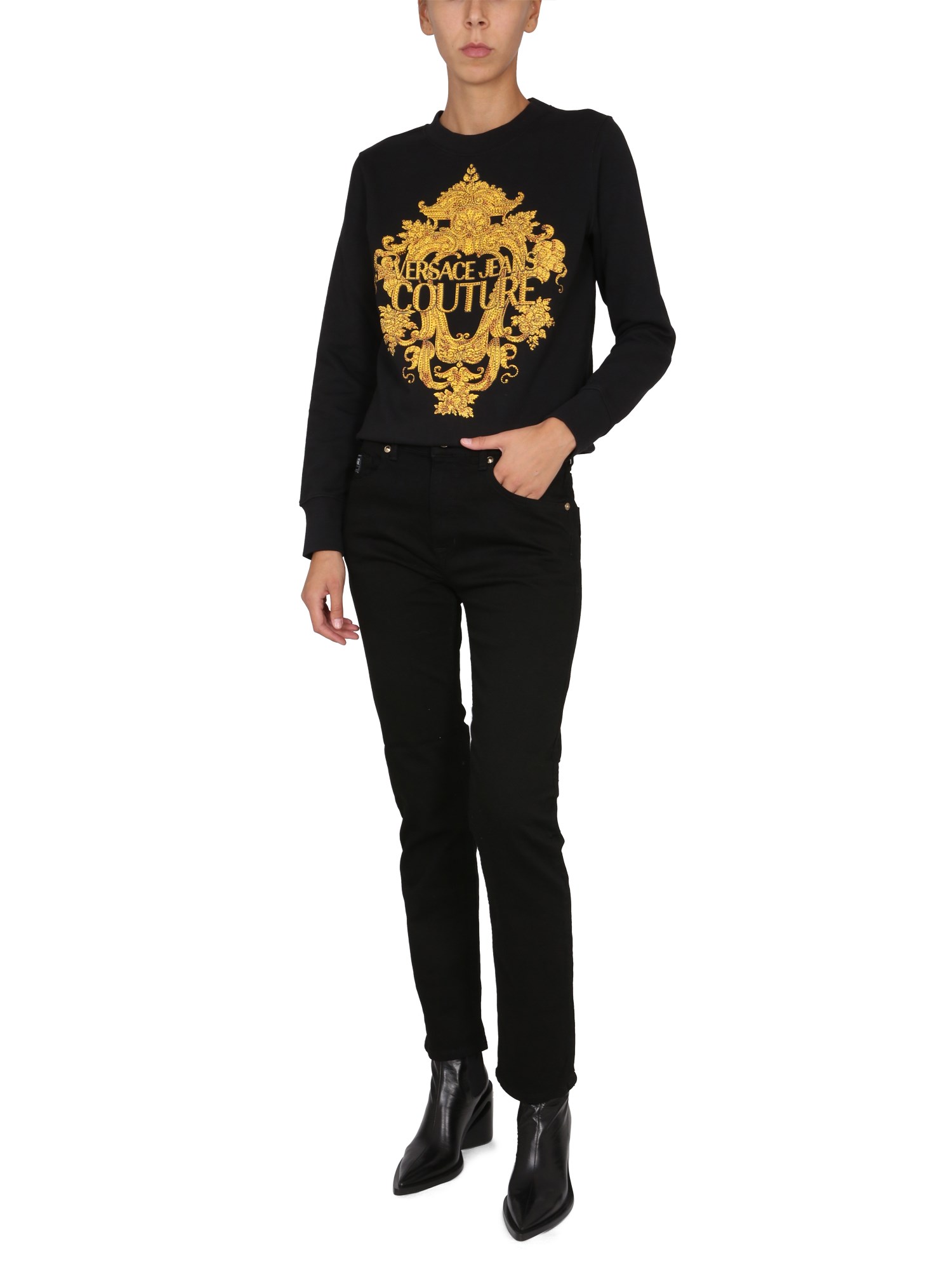 Versace Jeans Couture Cotton Sweatshirt Baroque Print