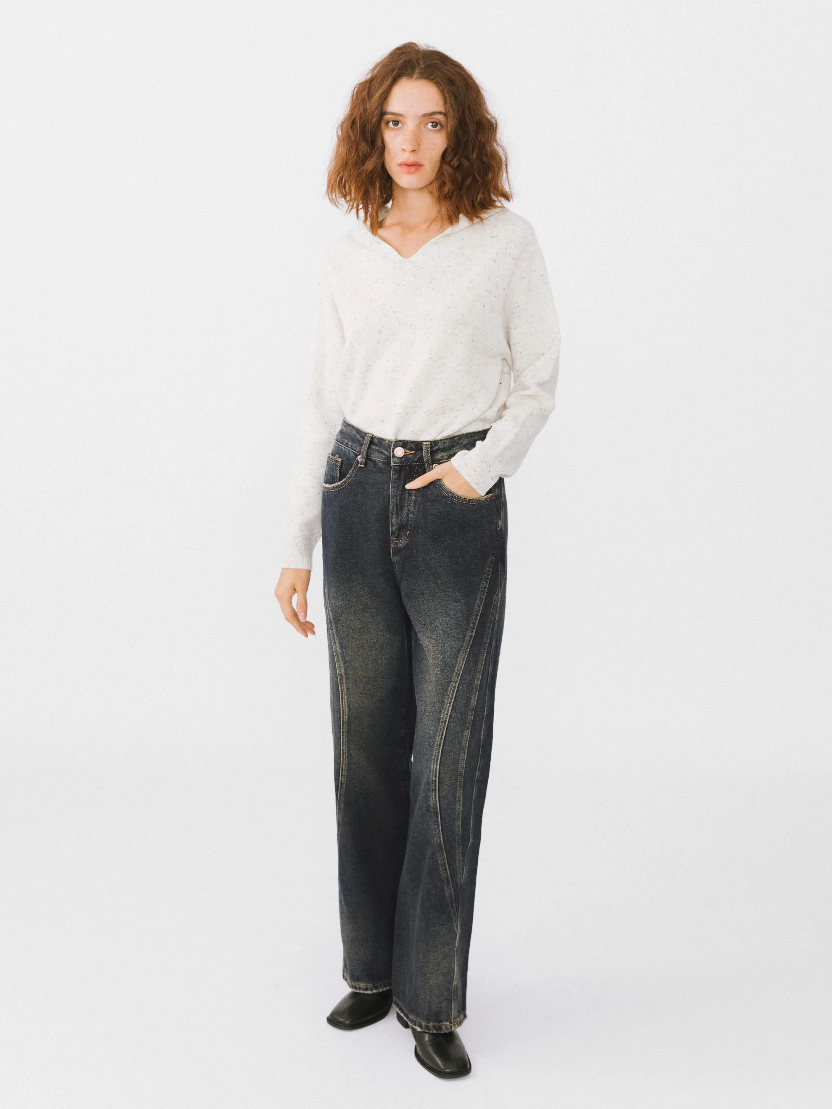 Vintage Style Straight leg Denim Jeans