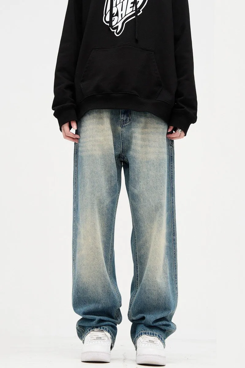 Washed Retro Loose Jeans