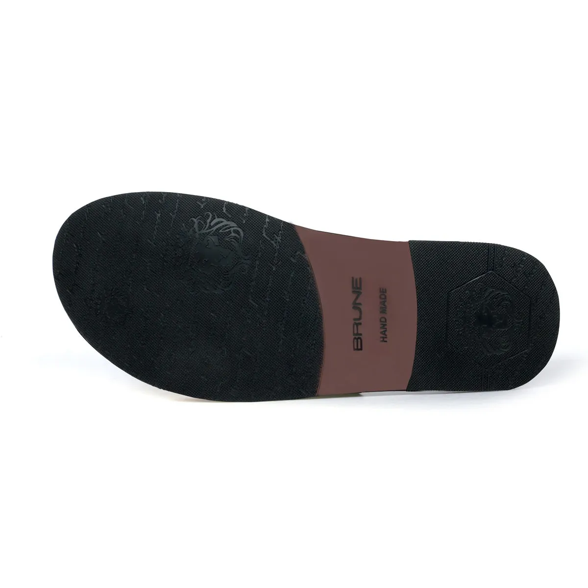 Welt Slide In Slippers with Laser Engraved Tan And Black Intertwined Thin Straps Leather