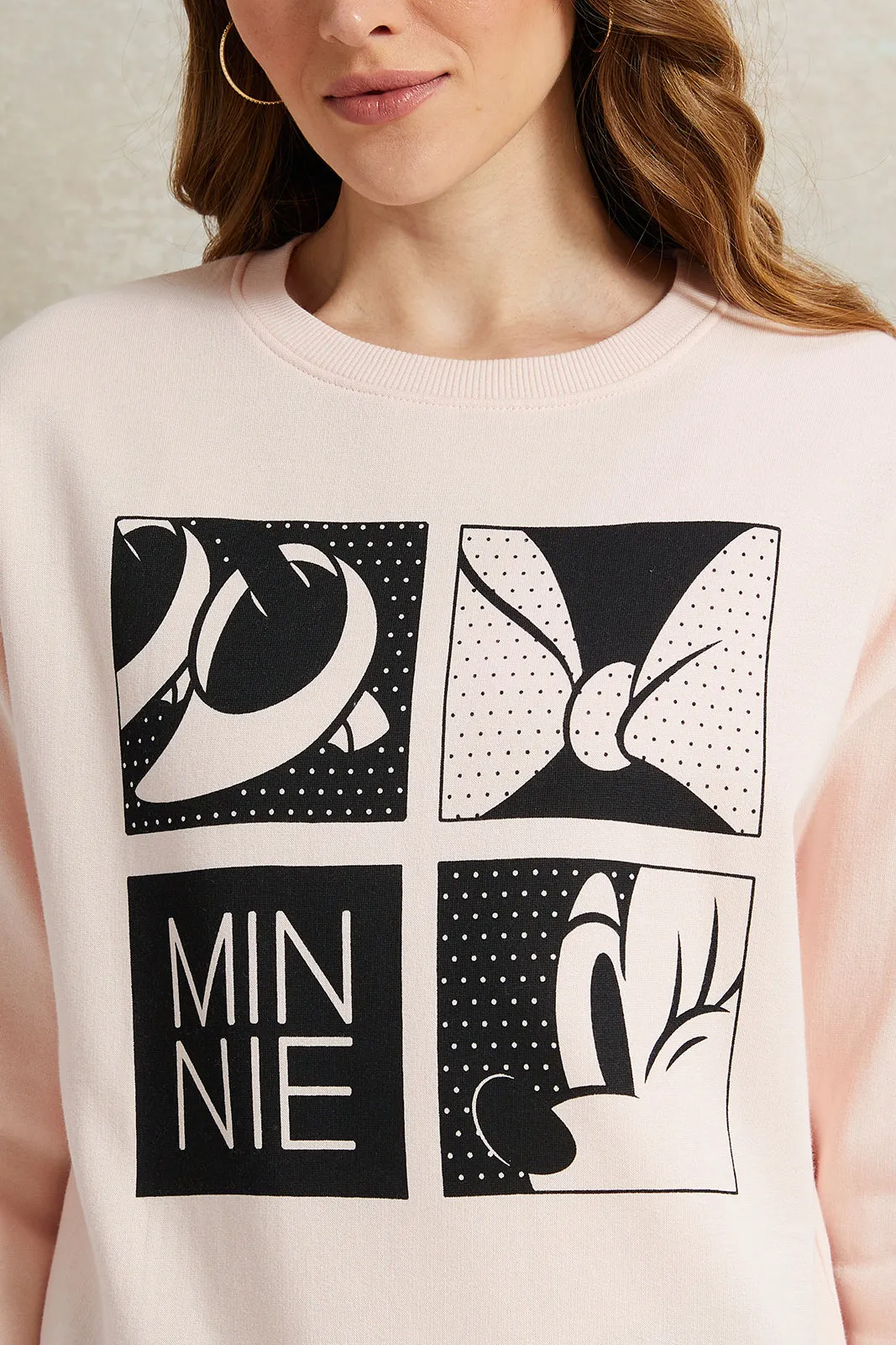 Women Pink Minnie Mouse Printed Sweatshirt