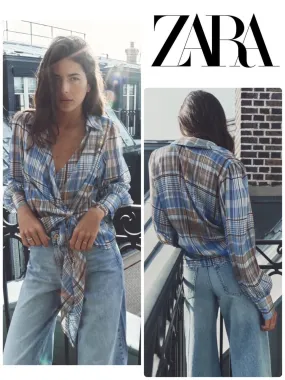 ZARA Metallic Checkered Print Shirt