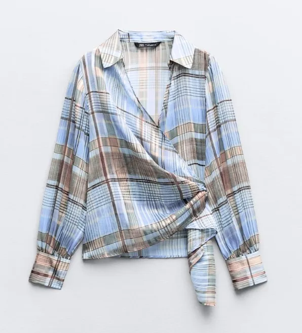 ZARA Metallic Checkered Print Shirt