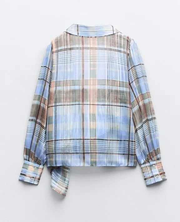 ZARA Metallic Checkered Print Shirt